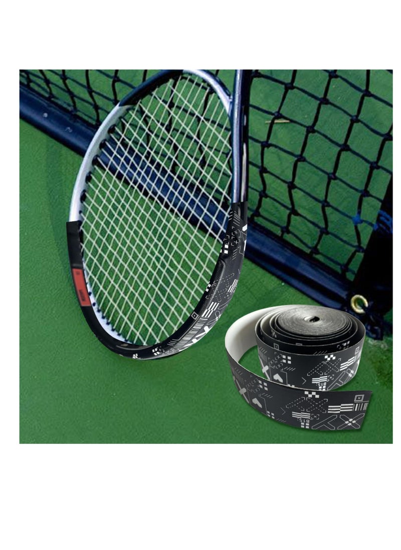 SYOSI - Racquet Guard Tape for Tennis Rackets, Tennis Racket Head Protection Tape, Badminton Racket Protector Sticker, Tennis Racket Accessories Tape, TPU Black Racket Protection Tape - Image 1