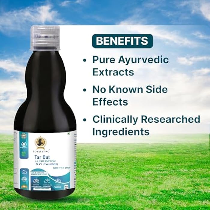 ROYAL SWAG Ayurveda Tar Out Syrup Lungs Detox Sugar Free (200 ML) Removes Tar from Lungs Due to for Smoke & Air Pollution Herbal Syrub to Remove Toxins from Lung and Mucus Remover - Image 4