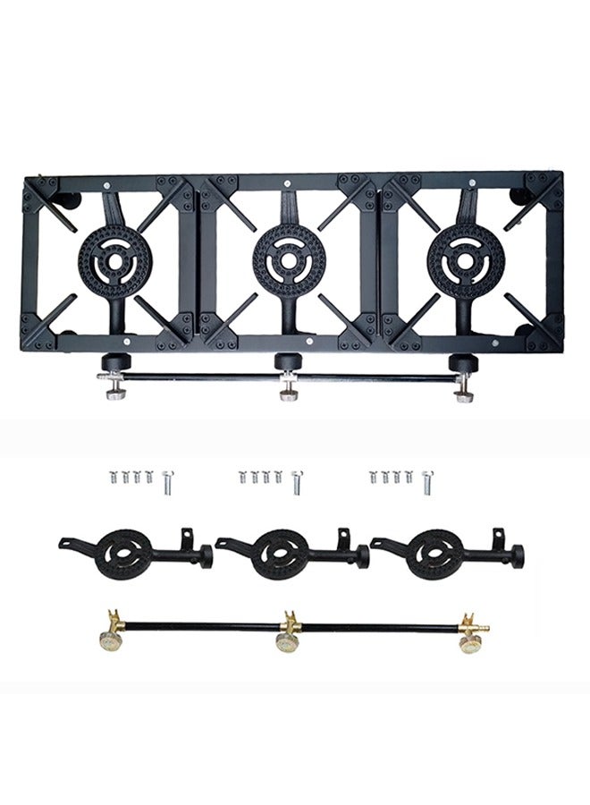 Majestic Cast Iron Triple Burner Stove 80.5X26.5X13 Cm, Large Cooking Surface, Energy Efficient, Portable And Durable For Home Or Outdoor Use - Image 3