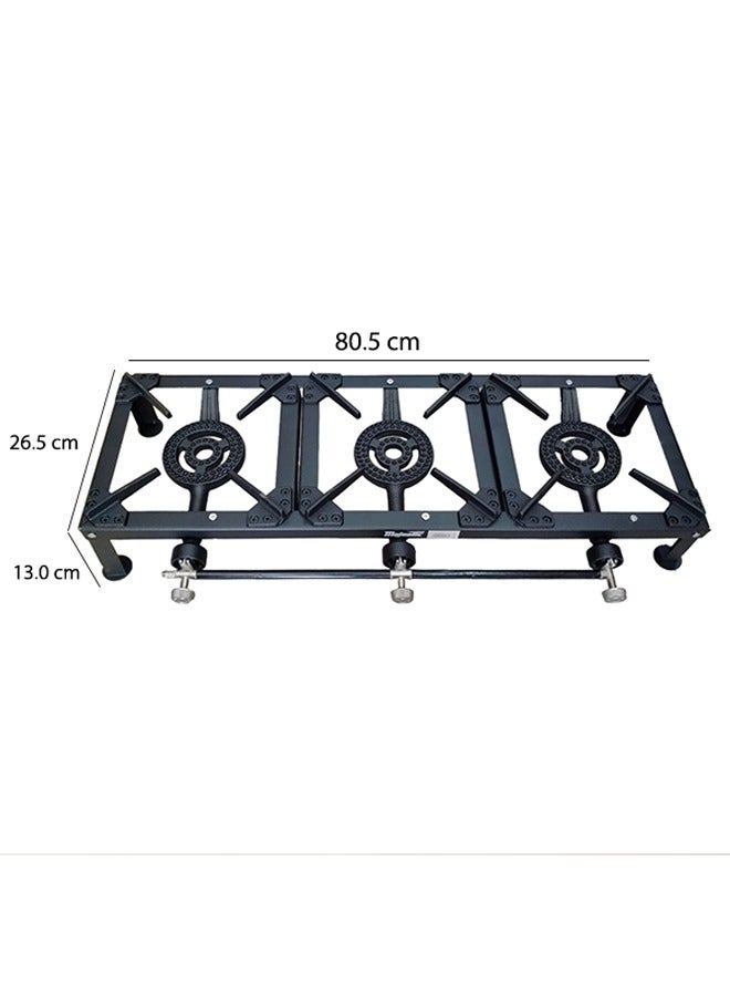 Majestic Cast Iron Triple Burner Stove 80.5X26.5X13 Cm, Large Cooking Surface, Energy Efficient, Portable And Durable For Home Or Outdoor Use - Image 4
