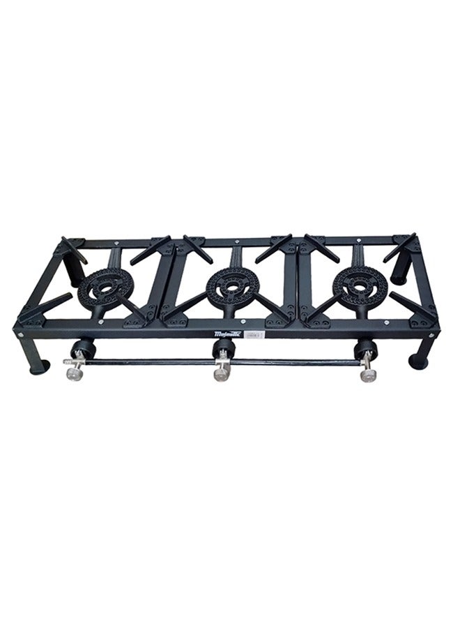 Majestic Cast Iron Triple Burner Stove 80.5X26.5X13 Cm, Large Cooking Surface, Energy Efficient, Portable And Durable For Home Or Outdoor Use - Image 1