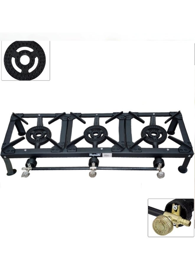 Majestic Cast Iron Triple Burner Stove 80.5X26.5X13 Cm, Large Cooking Surface, Energy Efficient, Portable And Durable For Home Or Outdoor Use - Image 5