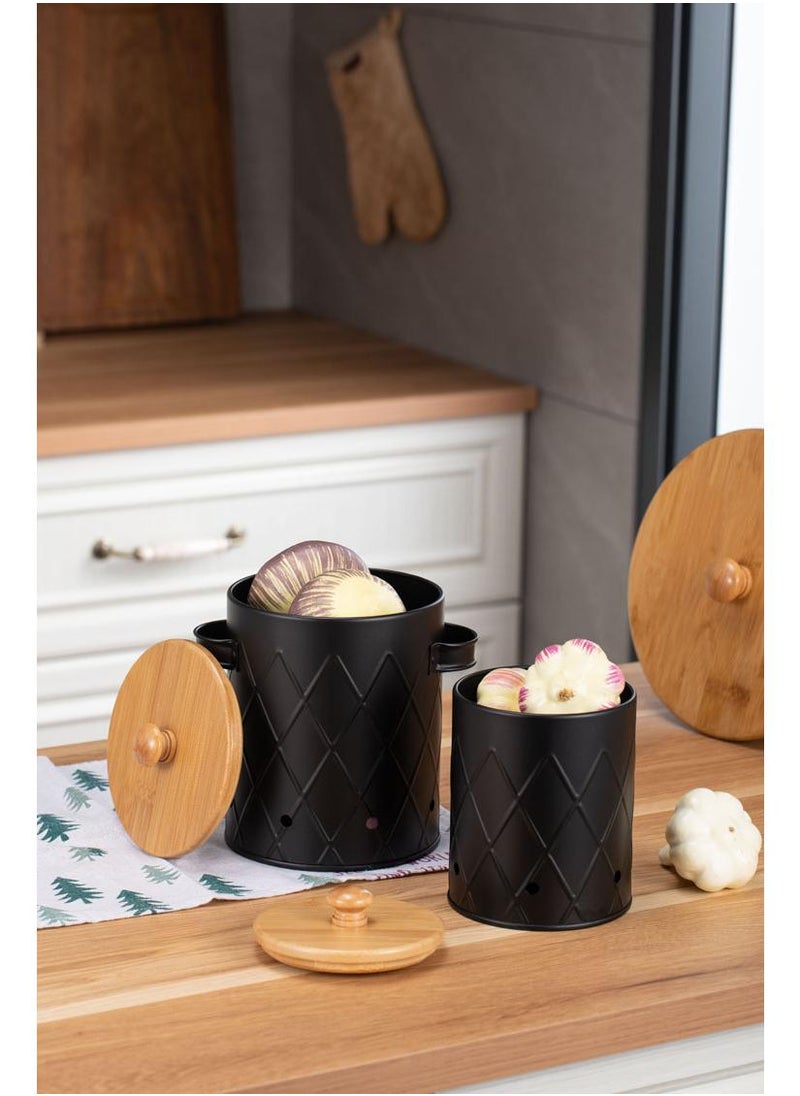 Y&D Mesh Kitchen Bamboo Lid Food Preservation Storage Metal Storage Cans  - Image 2