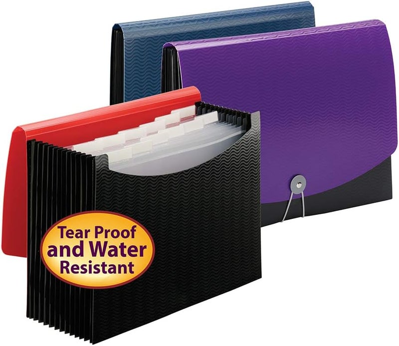 Smead Poly Frequency Expandable File Folders Letter Size 12 Pockets Flap  Cord Closure RedBlack 70866 - Image 4