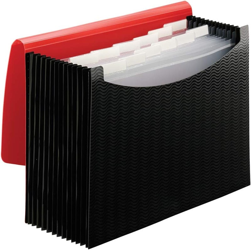 Smead Poly Frequency Expandable File Folders Letter Size 12 Pockets Flap  Cord Closure RedBlack 70866 - Image 1