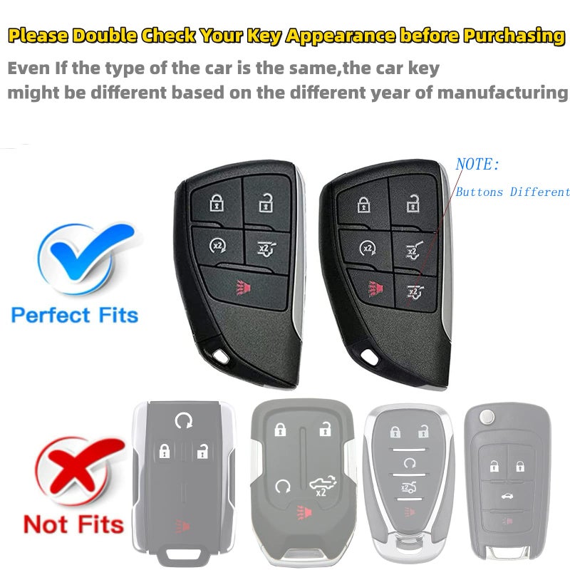 RFSRZ Key Fob Cover Smart Key Holder Fit for 2025 2024-2022 2021 GMC Yukon Chevy Chevrolet Suburban Tahoe GM Buick Key Fob Accessories (White) - Image 2