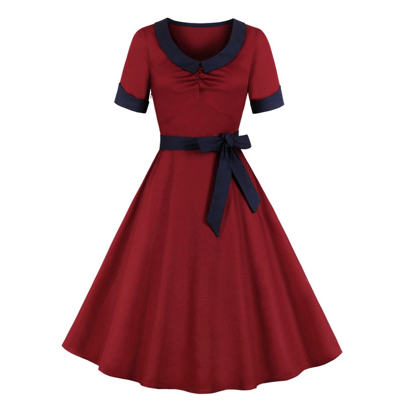 Vintage Retro Fitted Short Sleeve Dress 1518 - Image 1