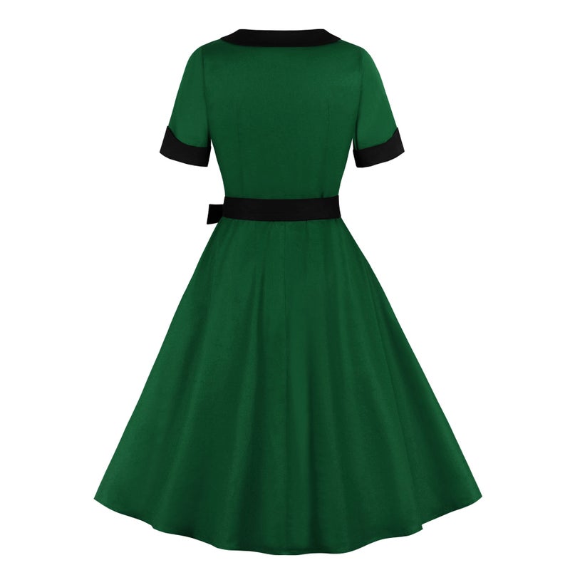 Vintage Retro Fitted Short Sleeve Dress 1518 - Image 4