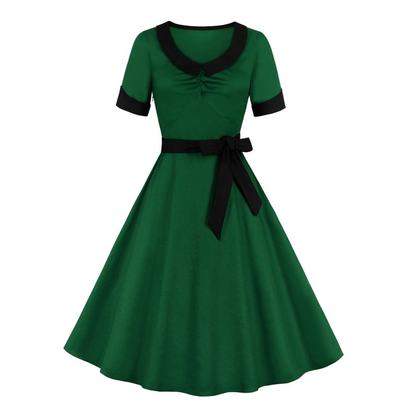 Vintage Retro Fitted Short Sleeve Dress 1518 - Image 3