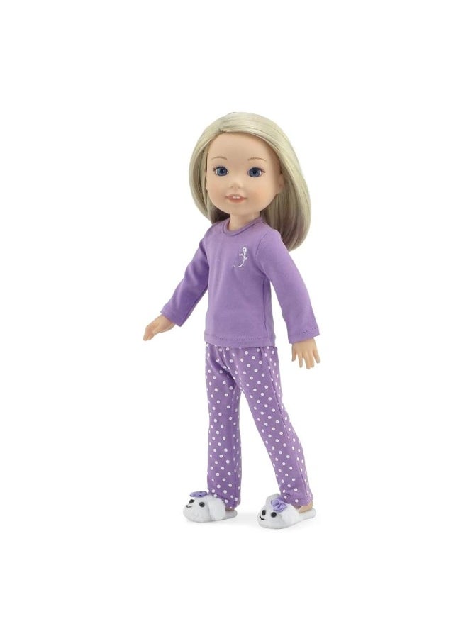 Emily Rose Emily Rose 14 Inch Doll Clothes & Accessories | 14" Doll Pajamas PJ Gift Set, Including Puppy Slippers Accessories! | 14" Doll PJs Set is Compatible with Glitter Girls and Wellie Wishers Dolls  - Image 1