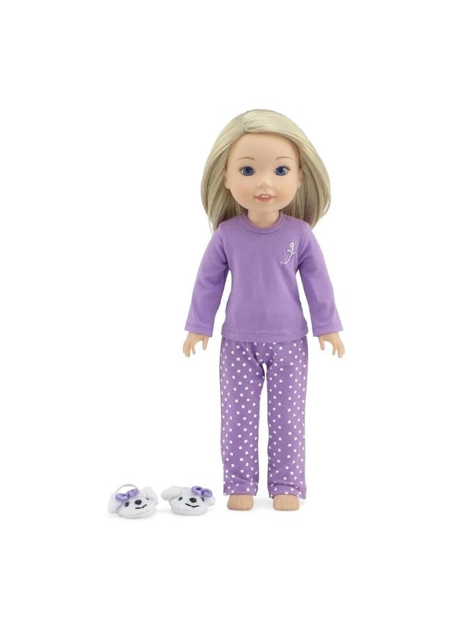 Emily Rose Emily Rose 14 Inch Doll Clothes & Accessories | 14" Doll Pajamas PJ Gift Set, Including Puppy Slippers Accessories! | 14" Doll PJs Set is Compatible with Glitter Girls and Wellie Wishers Dolls  - Image 4
