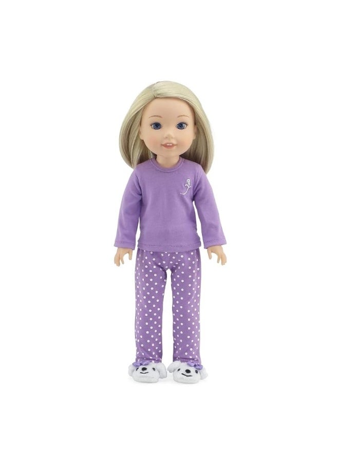 Emily Rose Emily Rose 14 Inch Doll Clothes & Accessories | 14" Doll Pajamas PJ Gift Set, Including Puppy Slippers Accessories! | 14" Doll PJs Set is Compatible with Glitter Girls and Wellie Wishers Dolls  - Image 3