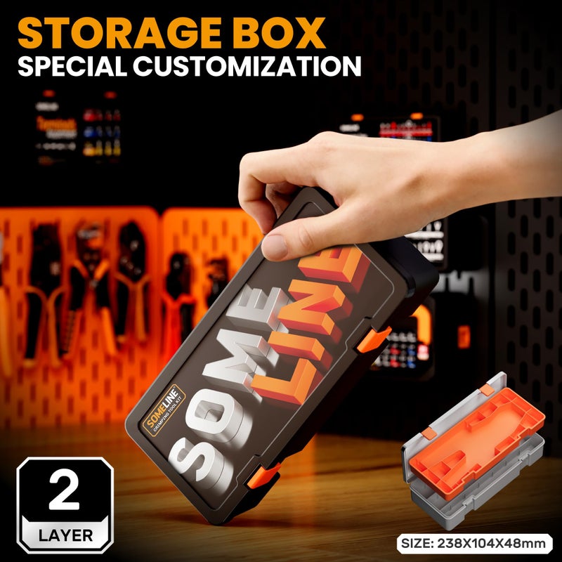 SOMELINE® Ferrule Crimping Tool Kit, Self-Adjusting Pliers for Wire Ferrules AWG 24-8, With 18 Sizes Insulated and Non-insulated Wire Ferrules Terminals, Square Crimp Connector Assortment Kit - Image 5