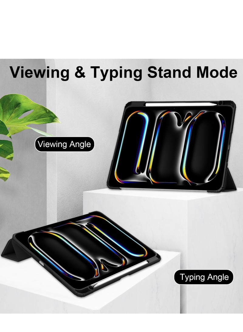 حالة الهاتف متوافق مع آي باد برو 11 بوصة ( 2024 ) ، مع حامل القلم شفافة حالة الظهر رقيقة جدا مقاومة للصدمات الكمبيوتر اللوحي الغطاء التلقائي الصحوة / النوم ( أسود ) - Image 3