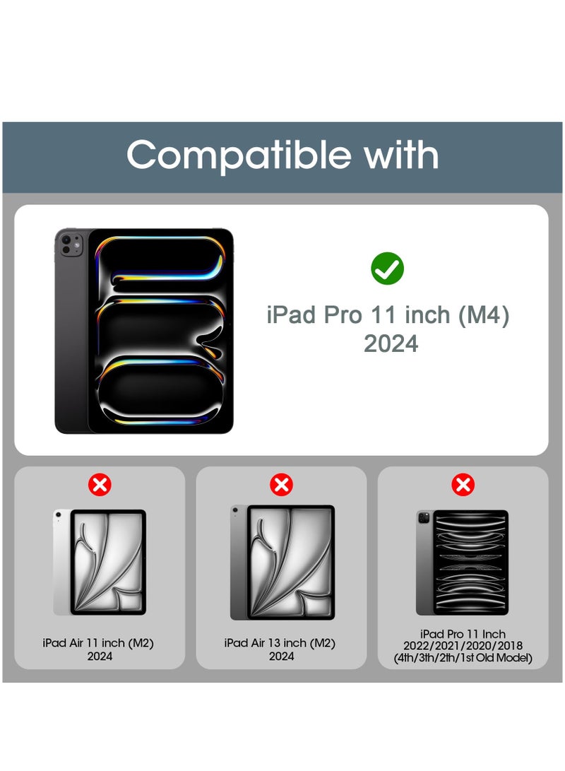 حالة الهاتف متوافق مع آي باد برو 11 بوصة ( 2024 ) ، مع حامل القلم شفافة حالة الظهر رقيقة جدا مقاومة للصدمات الكمبيوتر اللوحي الغطاء التلقائي الصحوة / النوم ( أسود ) - Image 2