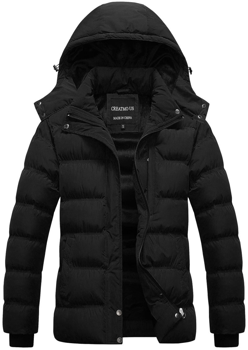 CREATMO US Women's Hooded Warm Heavy Winter Coat Quilted Thicken Puffer Jacket With Removable Hood Black 2XL - Image 5