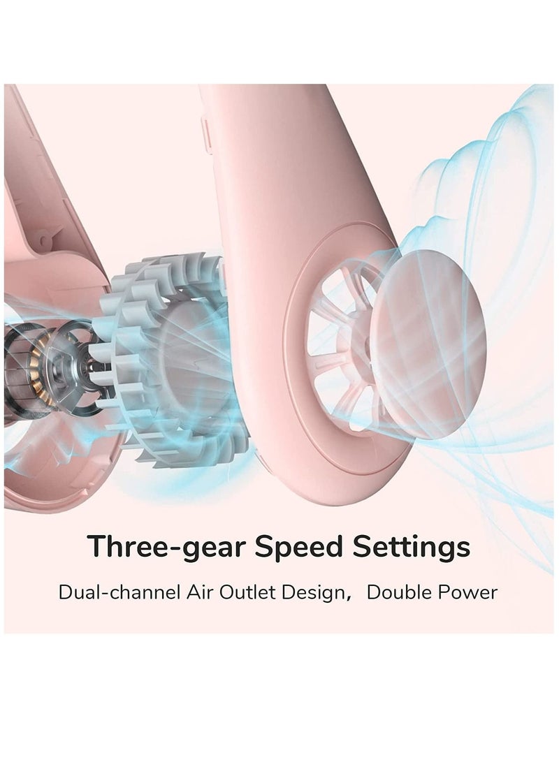 HAPPY MOOD Hands Free 360° Cooling Personal USB Rechargeable Portable Neck Fan with 3 Wind Speed for Traveling Office Sports Schools Outdoor Activities - Image 3