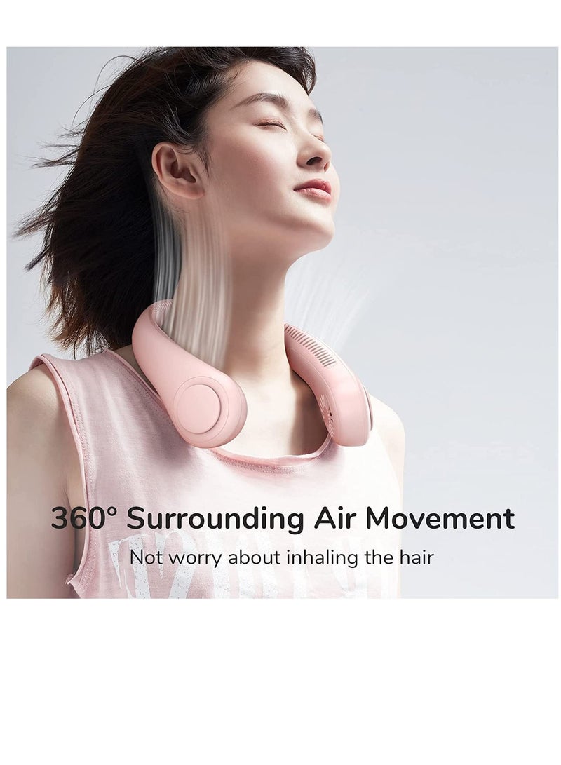 HAPPY MOOD Hands Free 360° Cooling Personal USB Rechargeable Portable Neck Fan with 3 Wind Speed for Traveling Office Sports Schools Outdoor Activities - Image 2