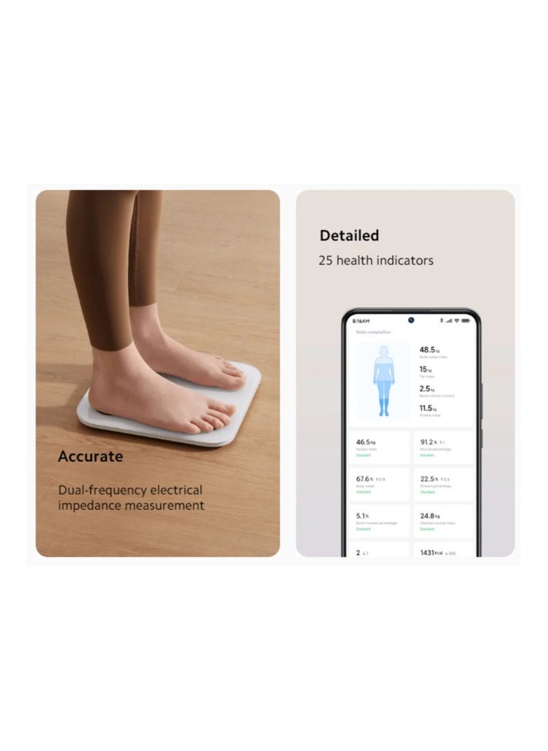 Xiaomi - Xiaomi Body Composition Scale S400 | Bluetooth® Low Energy (BLE) 5.0 | Dual Frequency 50kHz/250kHz | 25 Health Indicators - Image 1