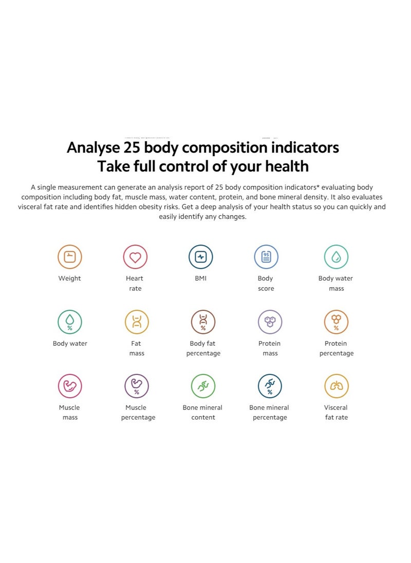Xiaomi - Xiaomi Body Composition Scale S400 | Bluetooth® Low Energy (BLE) 5.0 | Dual Frequency 50kHz/250kHz | 25 Health Indicators - Image 1