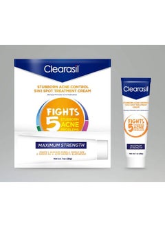 Clearasil Stubborn Acne Control 5 In 1 Spot Treatment Cream Maximum Strength Benzoyl Peroxide Acne Medication Fights Blocked Pores Pimple Size Excess Oil Acne Marks & Blackheads 1 Oz.  - Image 3