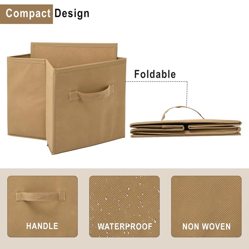 Kuber Industries Kuber Industries Pack of 2 Square Foldable Multipurpose Wardrobe Storage Organizer for Home 11 Inch Portable CupboardCloset Organiser Storage Box for Clothes Toys Pink Beige  - Image 4