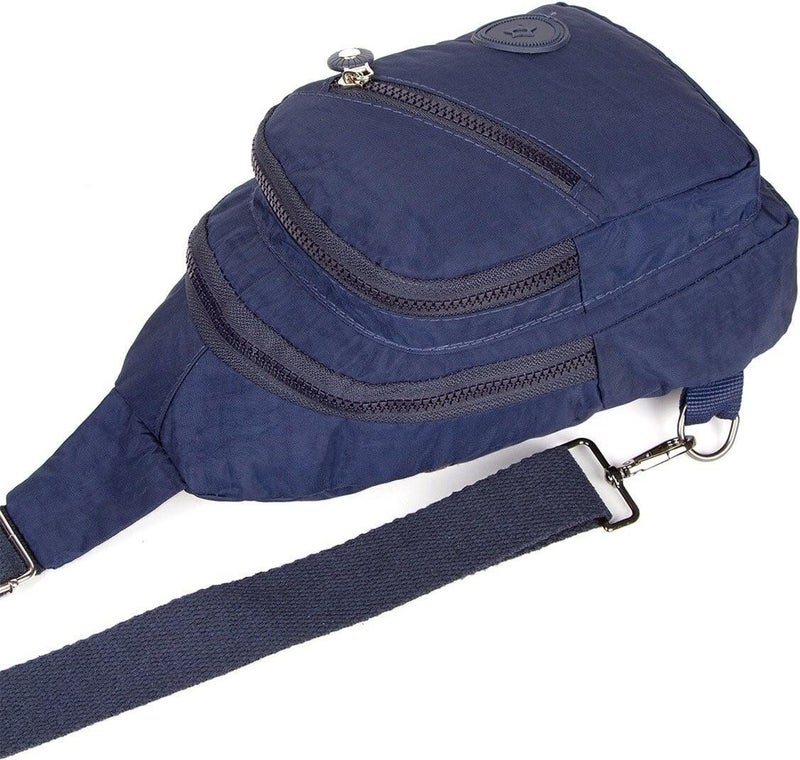 Newish Polo Navy Blue Crinkle Fabric Waterproof Crossbody Bag  - Image 3