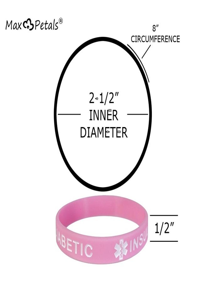 Max Petals TYPE 1 DIABETIC INSULIN DEPENDENT Medical Alert ID Silicone Bracelet Wristbands Pastels 4 Pack - Image 2