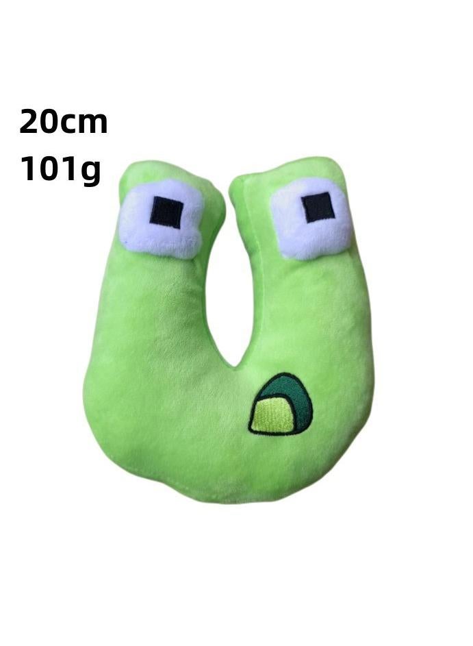 1-Pieces Alphabet Doll Funny Emojis Cotton Number Plush Toy Green-U 