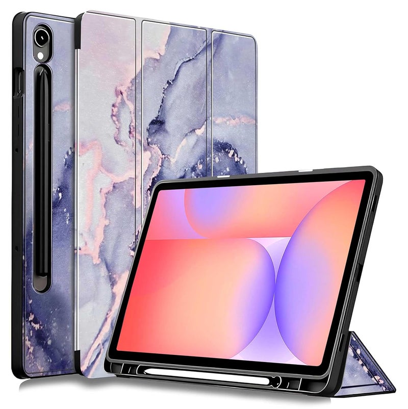 ProElite Cover for Samsung Galaxy Tab S10 Lite 10.9"/ Tab S9 FE 10.9 inch/Tab S10 FE/Tab S9 11" Cover, Soft Flexible Flip Case with S Pen Holder, Auto Sleep Wake, [Recoil Series] - Marble Purple - Image 1