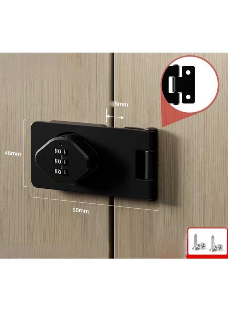 Keyless Combination Lock, 3-Digit Combination Lock for Cabinet Doors – Twist Knob Hasp Latch Lock with Password Code – Zinc Alloy Cabinet Door Latch for Kitchen Drawers, Cabinets, Cupboard (Black) - Image 1