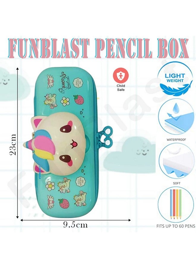 فنبلاست حقائب أقلام فن بلاست الأنيقة للبنات، حافظة أقلام للبنات، حقائب أقلام للأطفال، صندوق أقلام للأولاد، صندوق أقلام للأطفال، حافظة أقلام، حقيبة أقلام للأولاد، منظم أدوات مكتبية (أزرق) - Image 2