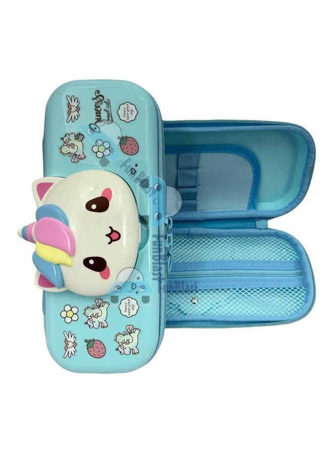 فنبلاست حقائب أقلام فن بلاست الأنيقة للبنات، حافظة أقلام للبنات، حقائب أقلام للأطفال، صندوق أقلام للأولاد، صندوق أقلام للأطفال، حافظة أقلام، حقيبة أقلام للأولاد، منظم أدوات مكتبية (أزرق) - Image 1