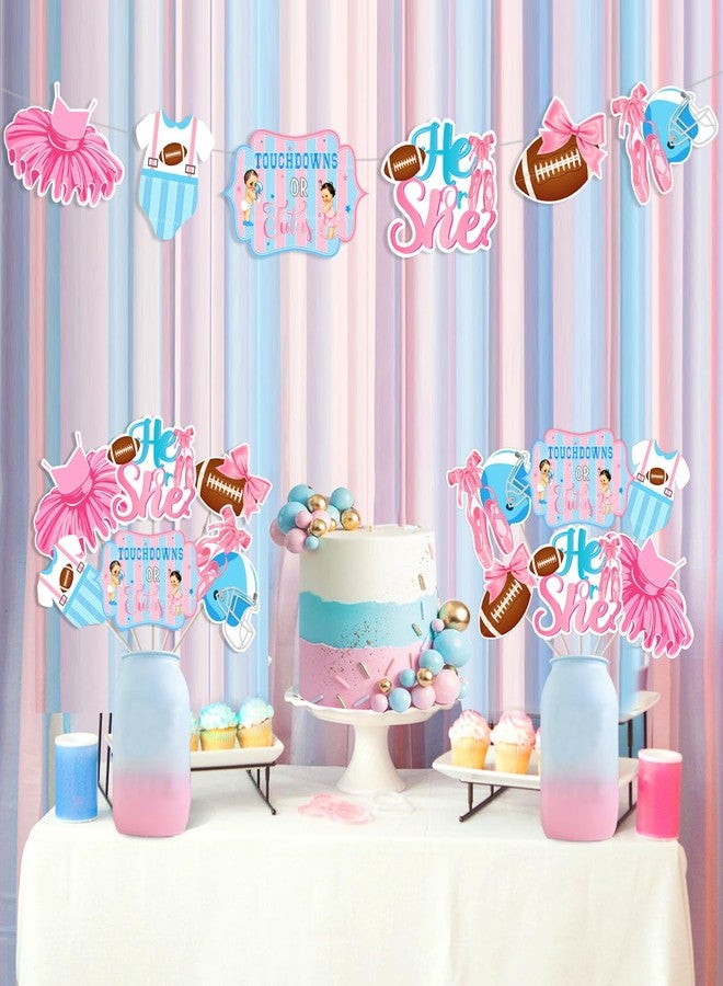Balterever 24pcs Touchdowns or Tutus Gender Reveal Centerpieces Stick Touchdowns or Tutus Gender Reveal Party Supplies Pink and Blue Touchdowns or Tutus Table Toppers Table Centerpiece for Boy or Girl - Image 4