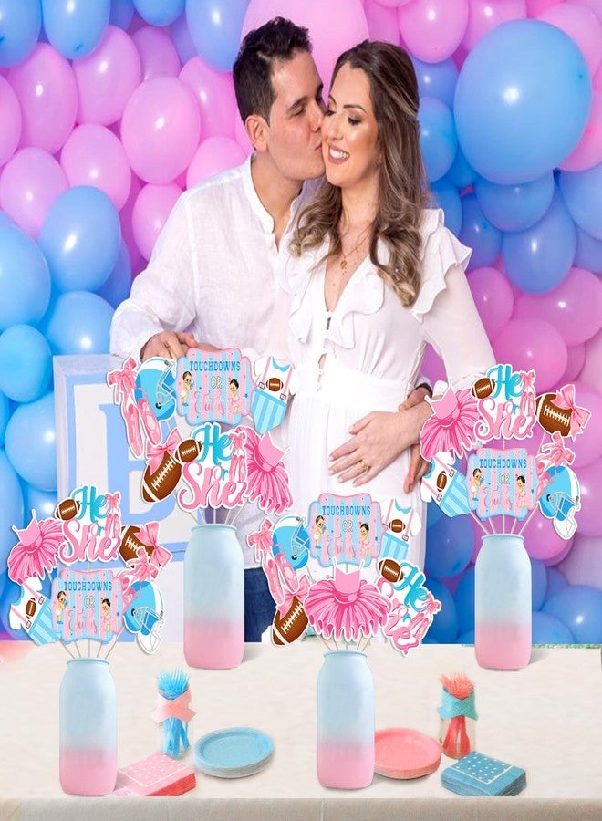Balterever 24pcs Touchdowns or Tutus Gender Reveal Centerpieces Stick Touchdowns or Tutus Gender Reveal Party Supplies Pink and Blue Touchdowns or Tutus Table Toppers Table Centerpiece for Boy or Girl - Image 3