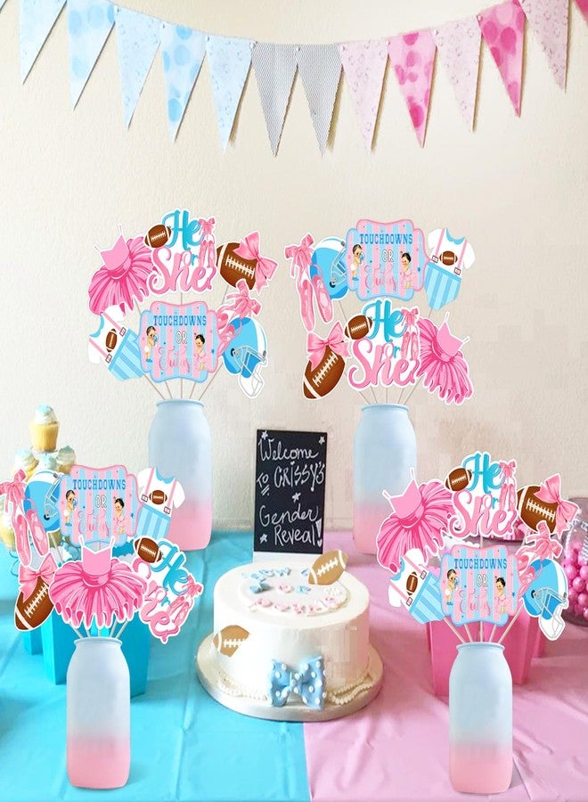 Balterever 24pcs Touchdowns or Tutus Gender Reveal Centerpieces Stick Touchdowns or Tutus Gender Reveal Party Supplies Pink and Blue Touchdowns or Tutus Table Toppers Table Centerpiece for Boy or Girl - Image 2