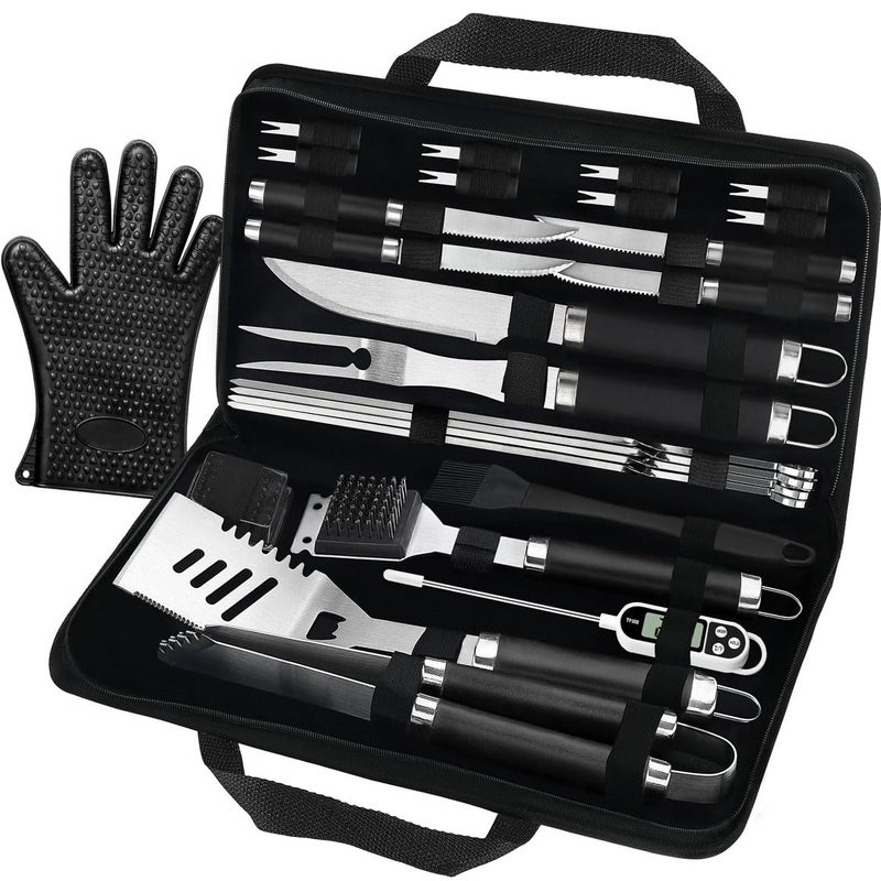 POLIGO 26PCS BBQ Accessories for Outdoor Grill Utensils Set Stainless Steel BBQ Tools Grilling Tools Set for Birthday Fathers Day Dads Presents Barbecue Accessories Ideal Grilling Gifts for Men Women