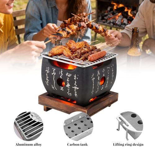 Topyond Japanese Charcoal Grill Hibachi Yakitori Grill Portable HeatResistant BBQ Stove MultiFunctional Fast Heating for Yakiniku Robata IndoorOutoor BBQ Cooking65x57in - Image 3