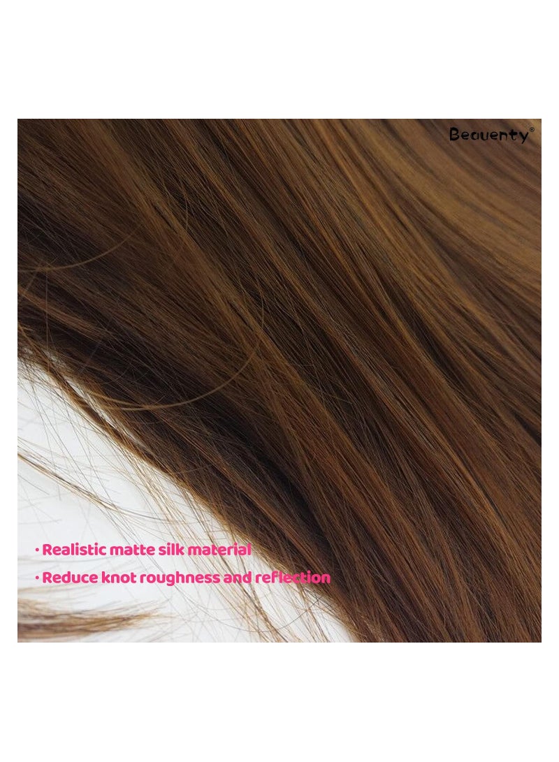 إستيل شعر مستعار مصنوع من الألياف المقاومة للحرارة مع غرة للنساء، شعر مستعار كامل المظهر طبيعي (بني) - Image 5