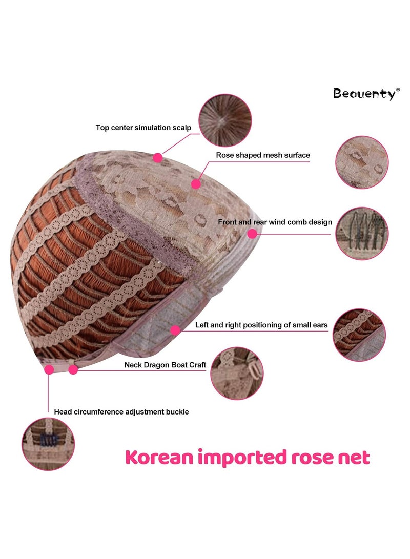 إستيل شعر مستعار مصنوع من الألياف المقاومة للحرارة مع غرة للنساء، شعر مستعار كامل المظهر طبيعي (بني) - Image 3