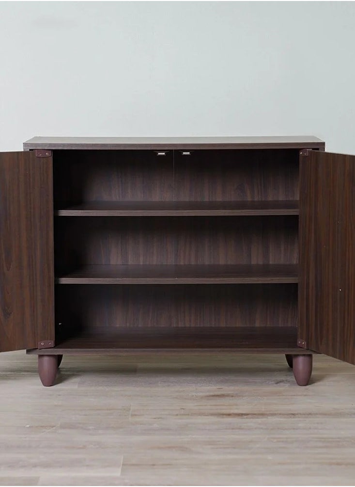 DANUBE HOME - خزانة أحذية من فيار 9 أزواج تصميم عصري أثاثOrganizer أحذية من الخشب لمنطقة الدخول والمدخل وغرفة المعيشة مصنوعة في ماليزيا رف تخزين أحذية L78xW35xH65.5 سم - بني داكن - Image 1