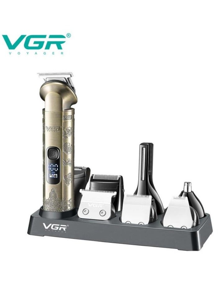 في جي آر V-110 مجموعة العناية المتعددة 8 في 1 للوجه والشعر والجسم والأجزاء الخاصة، ماكينة حلاقة الشعر، ماكينة حلاقة اللحية، ماكينة حلاقة الأذن والأنف، ماكينة حلاقة الرأس، مجموعة العناية الكاملة للجسم، هيكل معدني مع حقيبة سفر، مدة التشغيل 180 دقيقة - Image 5