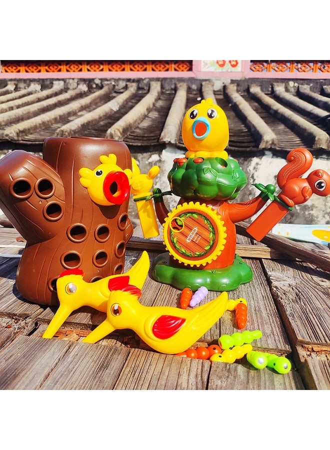 Woodpecker Insect Catching Toy Forest Doctor Intelligence Development Magnetic Puzzle Feeding Bird Children Fishing Toy Feeding Bird-Color:Oversized Trunk + Bird + Squirrel-Blue - Image 3
