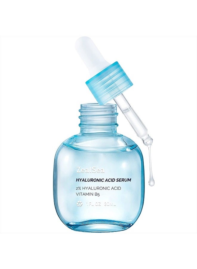 ZealSea 2% Pure Hyaluronic Acid Serum for Face with Vitamin B5, Hydrating Serum to Smooth Dry and Sensitive Skin, Deep Moisturizing Face Serum for Women, Anti-Aging Facial Serum for Fine Lines, 1 Fl O  - Image 1