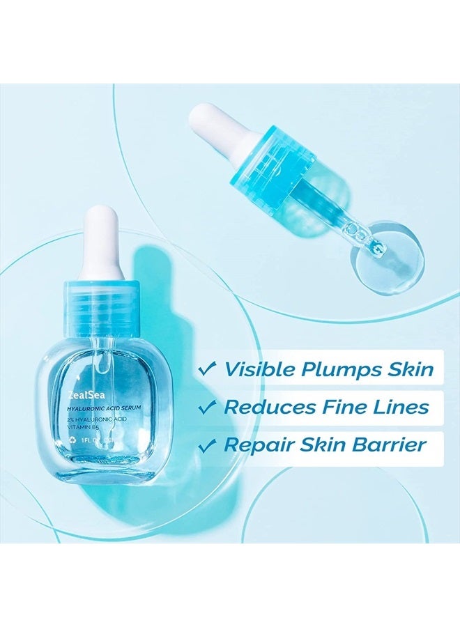 ZealSea 2% Pure Hyaluronic Acid Serum for Face with Vitamin B5, Hydrating Serum to Smooth Dry and Sensitive Skin, Deep Moisturizing Face Serum for Women, Anti-Aging Facial Serum for Fine Lines, 1 Fl O  - Image 2