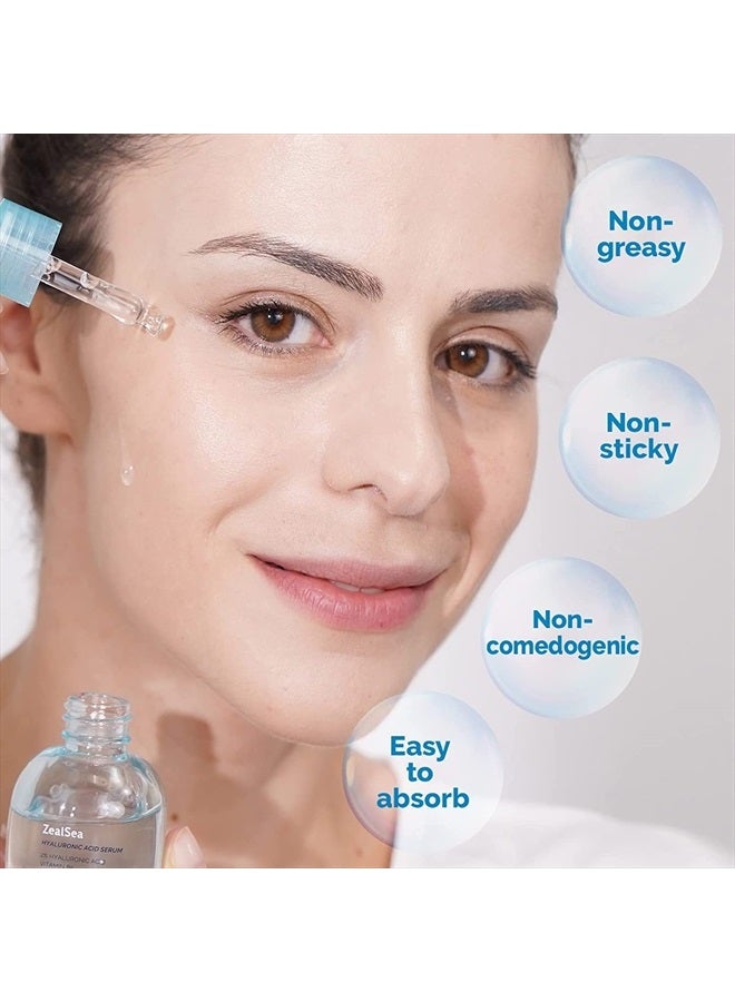 ZealSea 2% Pure Hyaluronic Acid Serum for Face with Vitamin B5, Hydrating Serum to Smooth Dry and Sensitive Skin, Deep Moisturizing Face Serum for Women, Anti-Aging Facial Serum for Fine Lines, 1 Fl O  - Image 5