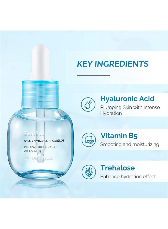 ZealSea 2% Pure Hyaluronic Acid Serum for Face with Vitamin B5, Hydrating Serum to Smooth Dry and Sensitive Skin, Deep Moisturizing Face Serum for Women, Anti-Aging Facial Serum for Fine Lines, 1 Fl O  - Image 3