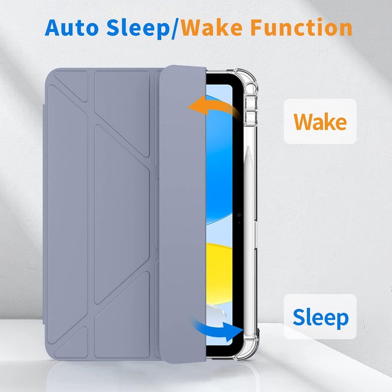Fikpoo iPad 10th Generation 10.9 Inch Case 2022, Slim Stand Hard Shell Back Protective Smart Cover for iPad 10th Gen 2022, Adjustable Angles, Auto Sleep/Wake, Built-in Pencil Holder - Image 3