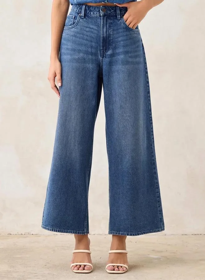 Splash FAV Wide Leg Mid Rise Jeans Cotton