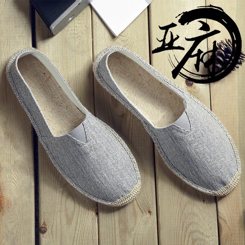 Linen Slip-On Fisherman Shoes for Men and Women - Breathable Woven Casual Canvas Shoes, Round Toe, Flat Heel, Unisex, Spring Summer Fall
